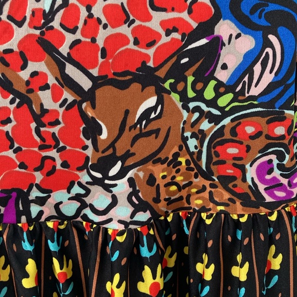 BETSY JOHNSON | Boho 🌸 multicolor Angel Wing Bell Sleeve Mini Dress size 8 - Picture 6 of 14